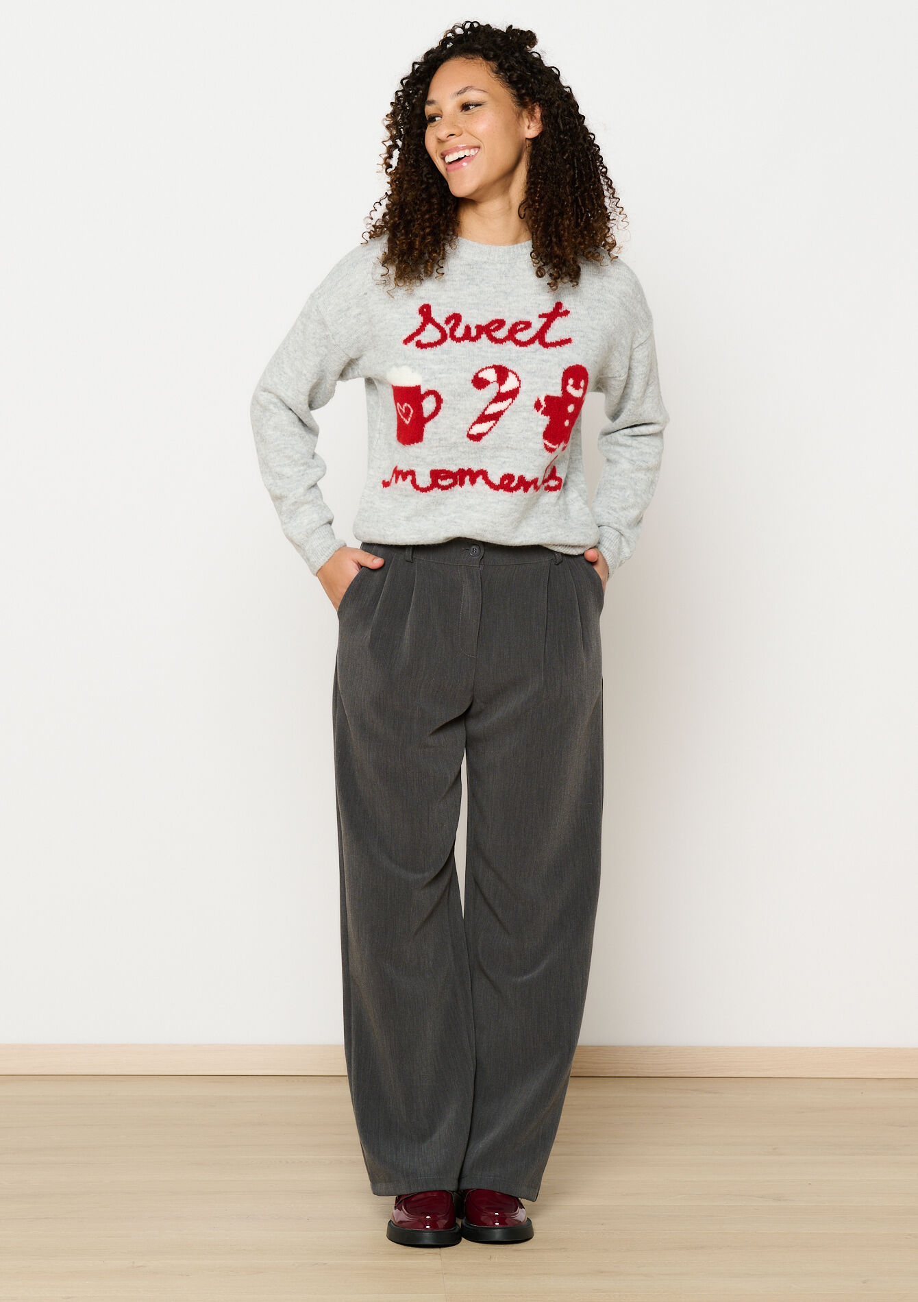 Jacquard kersttrui - LT GREY - 04006837_2574