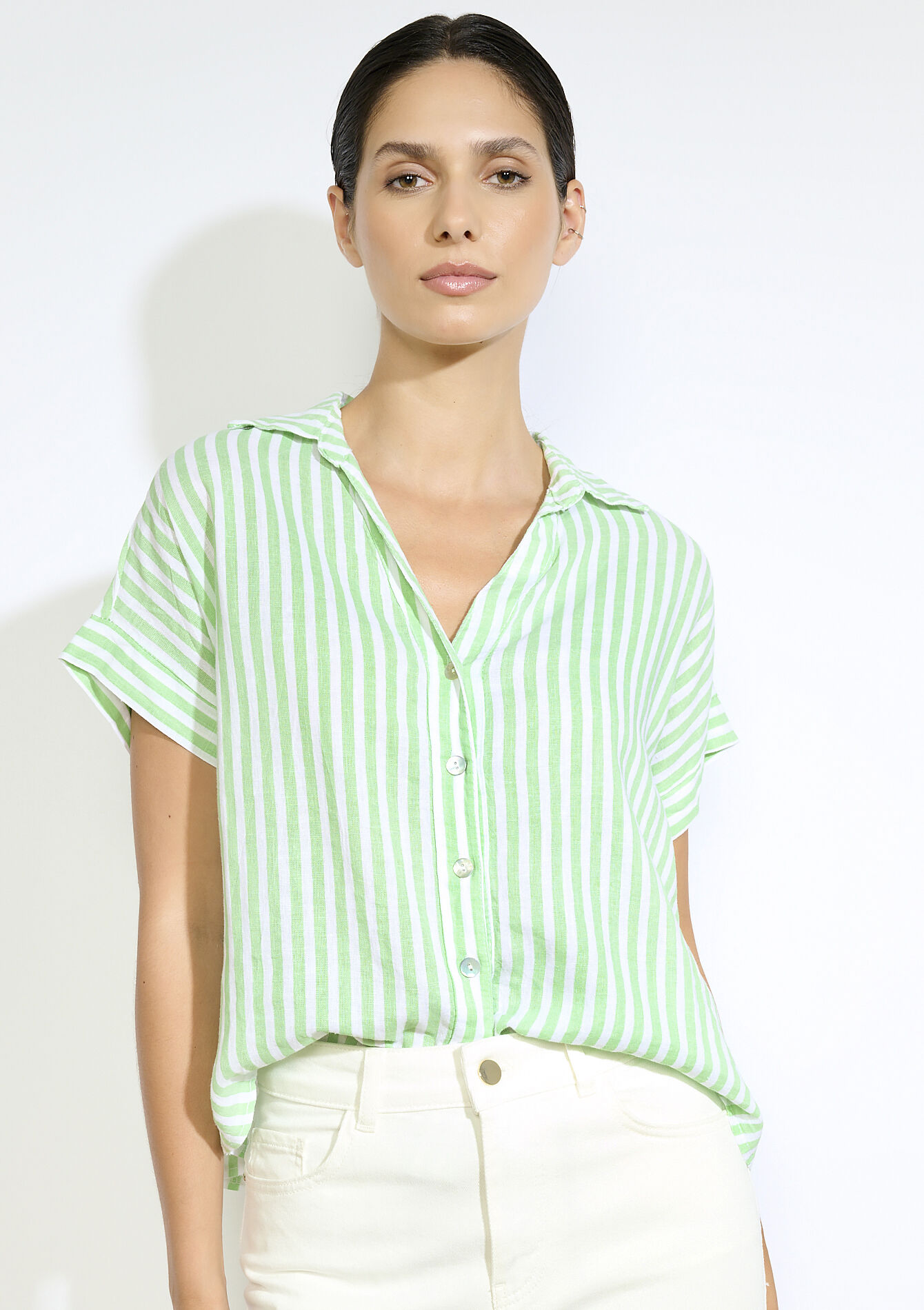 Chemise rayée légère, Chemise rayée légère - MINT GREEN - 05702845_1723