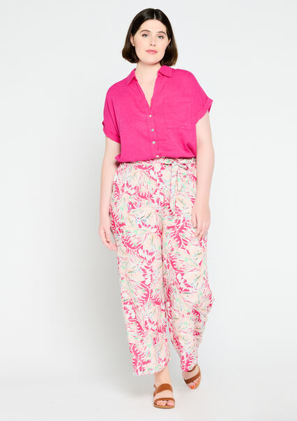 Cropped trousers with butterfly print - FUCHSIA PINK - 06600643_2518