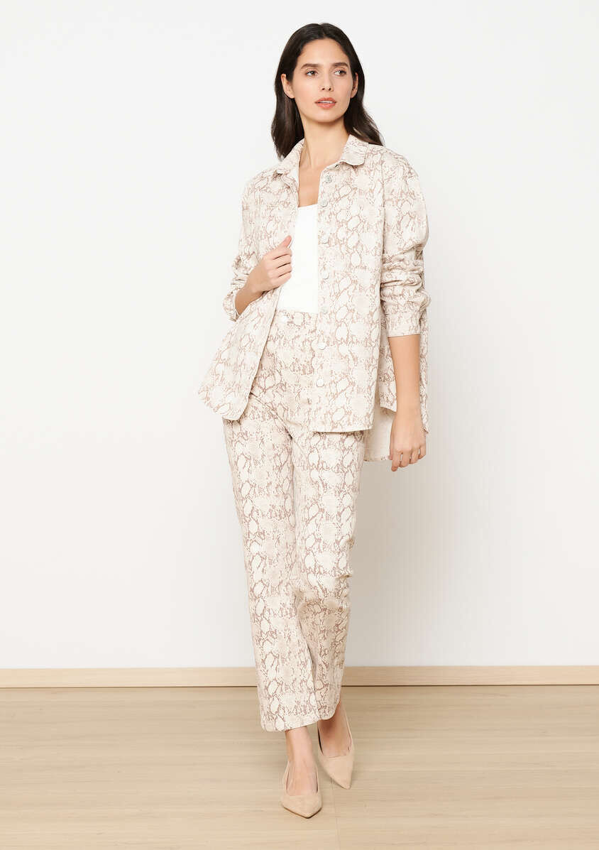 Denim hemd met slangenprint, Denim hemd met slangenprint - LT BEIGE - 05702749_2527