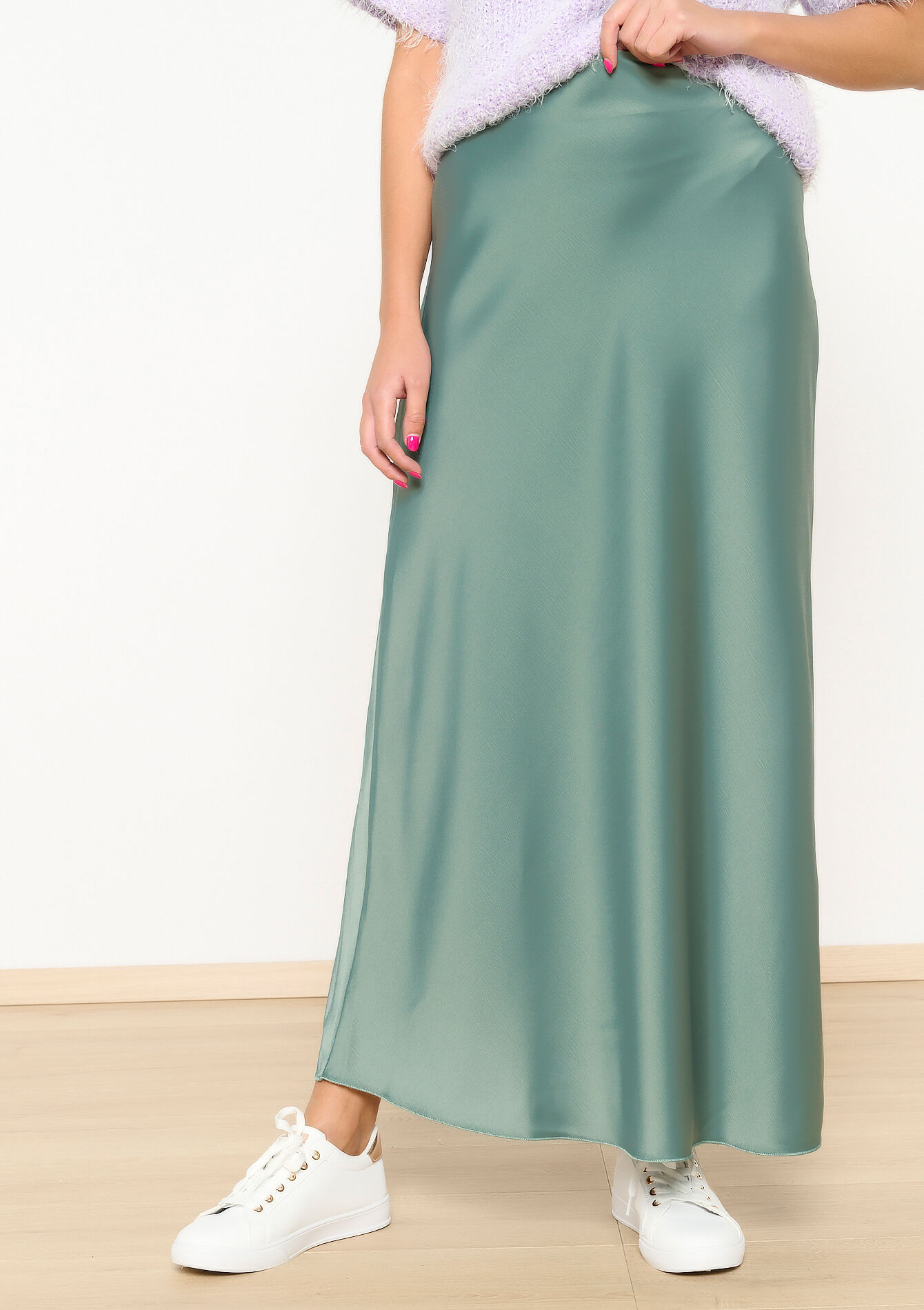 Satijnen maxirok, Satijnen maxirok - KHAKI FADED - 07101210_4326