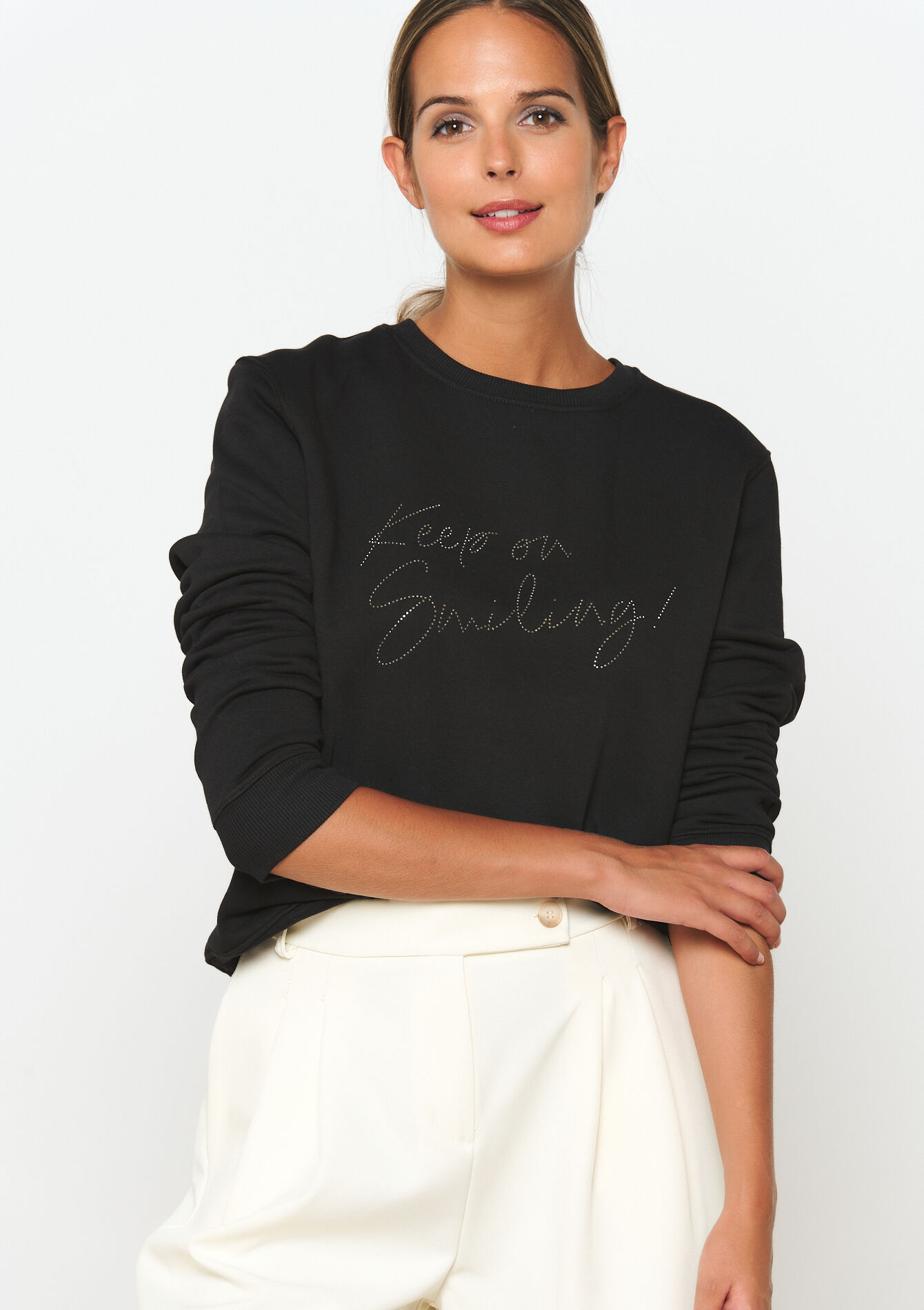 Sweater met opschrift, Sweater met opschrift - BLACK - 03001717_1119
