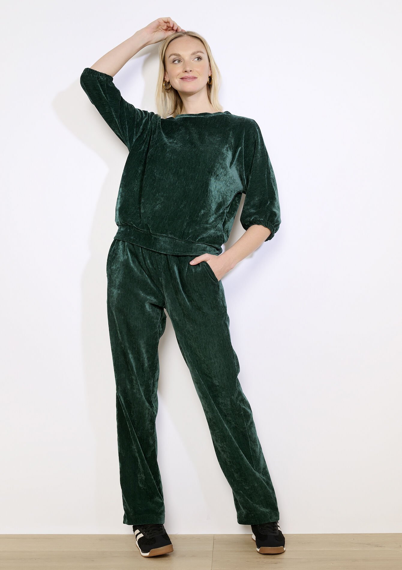 Pantalon jogging velours, , back