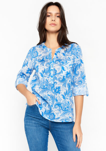 Blouse with paisley and flowers - BLUE SKY - 05702078_3009