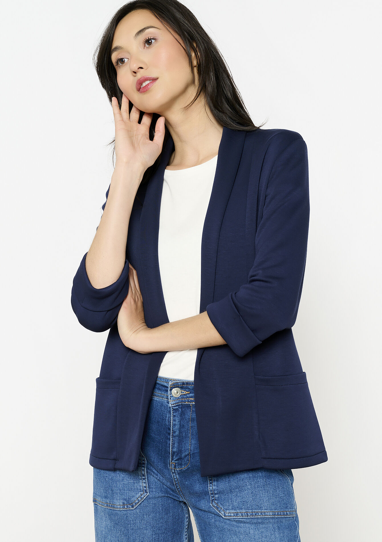 Soepele open blazer, Soepele open blazer - NAVY BASIC - 09101049_2723