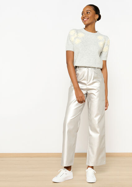 Metallic trousers in imitation leather - SILVER - 06100602_1059