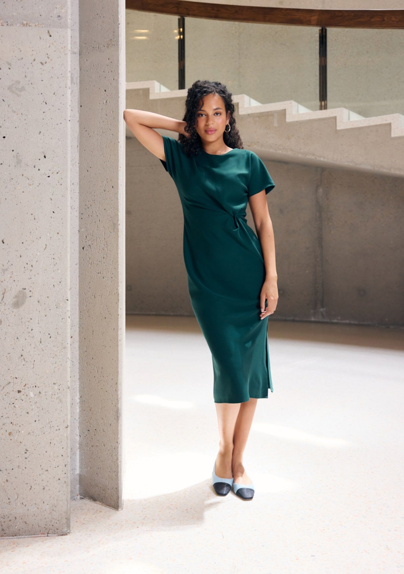 Midi-jurk met zijstrik, Midi-jurk met zijstrik, , back