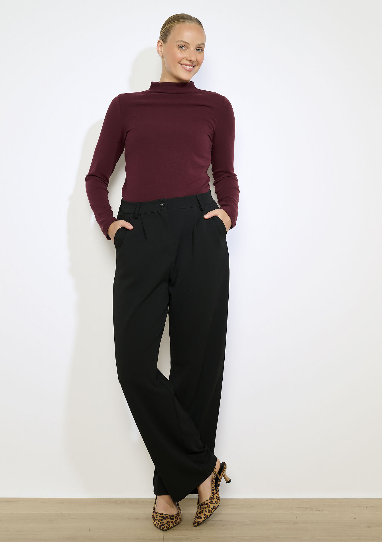 T-shirt manches longues col roulé, T-shirt manches longues col roulé - BORDEAUX WINE - 02400351_5514