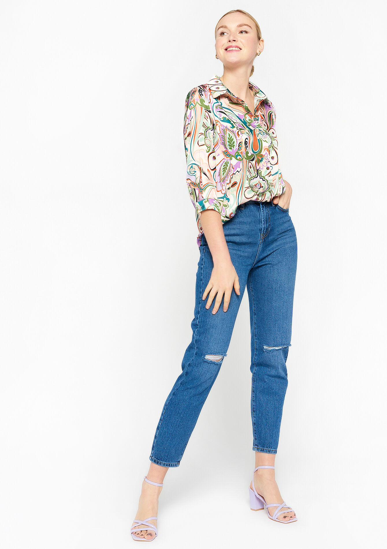 Chemise en satin à imprimé Paisley - VANILLA WHITE - 05702150_1013