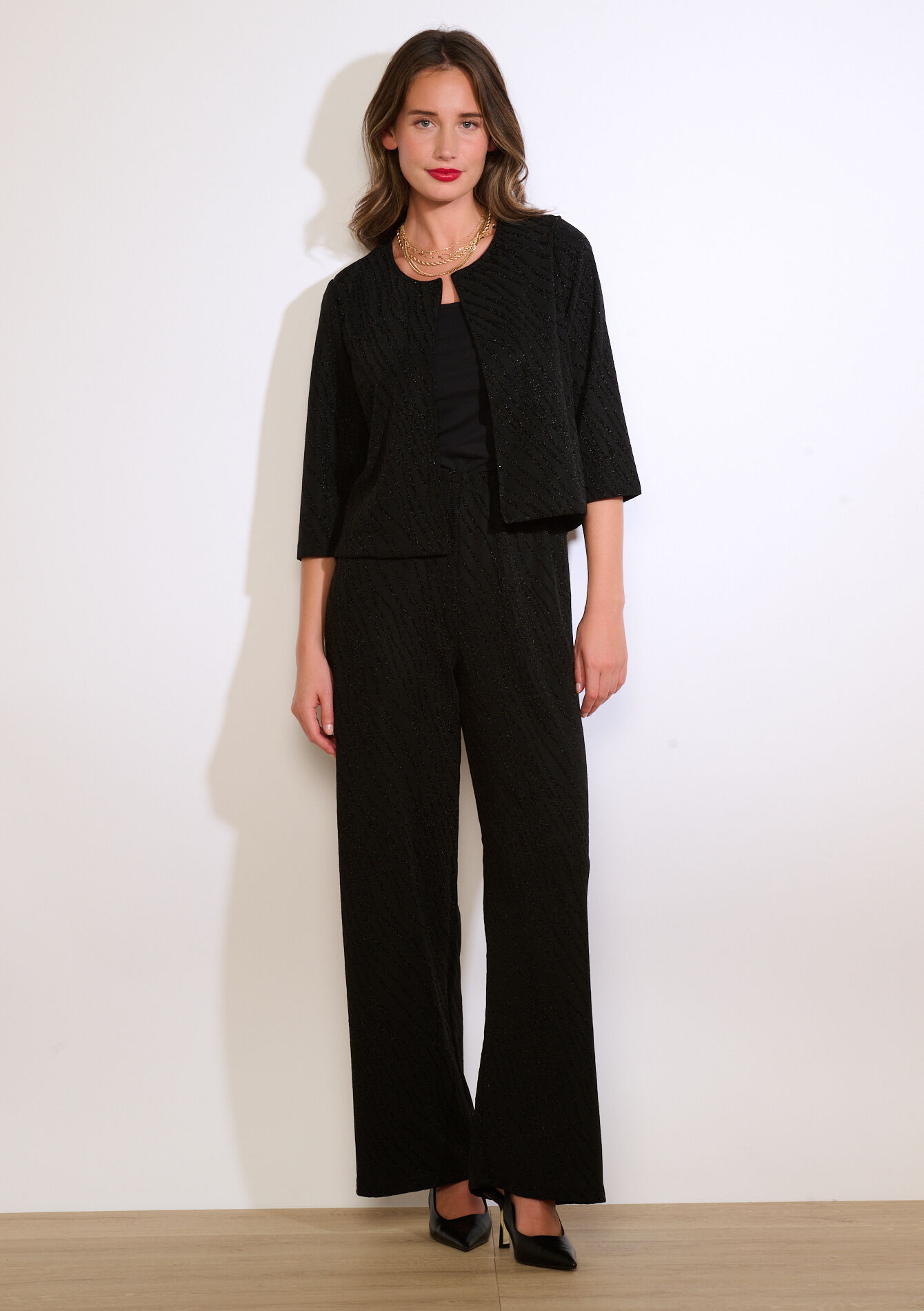 Wijde broek met zebra-lurex, Wijde broek met zebra-lurex - BLACK - 06601084_1119