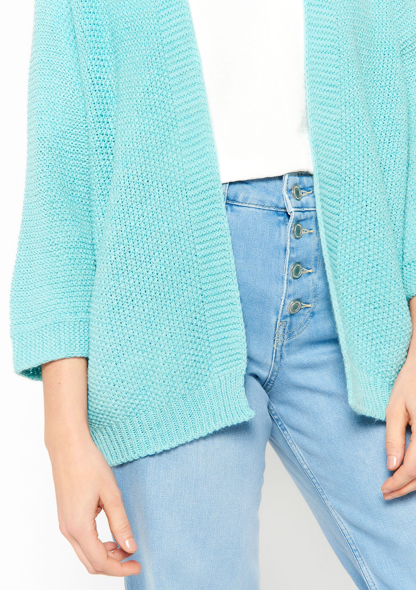 Open cardigan - TURQUOISE - 04101032_1759