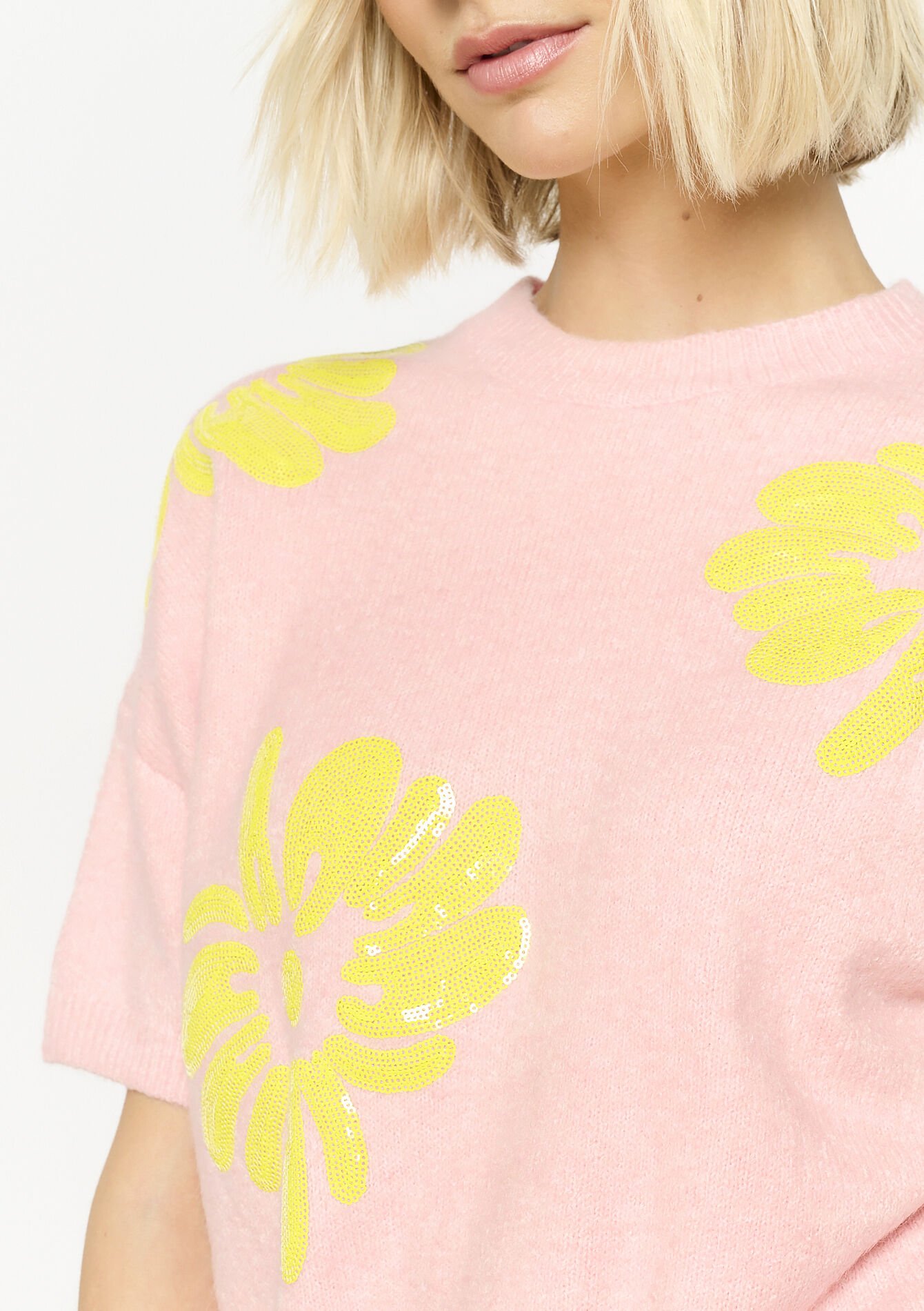 Geborduurde bloemen trui, Geborduurde bloemen trui - LIGHT PINK - 04006843_1303