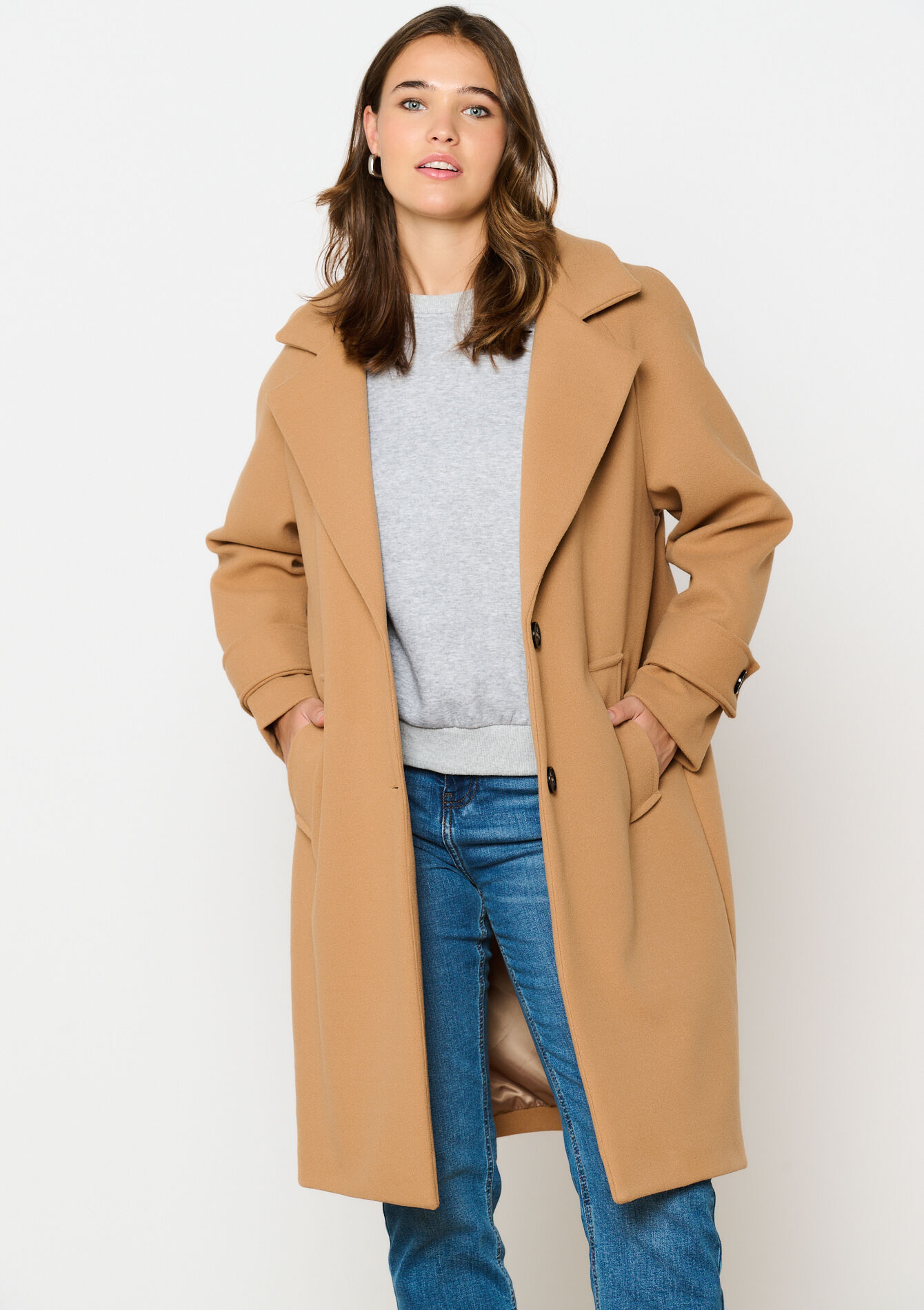 Manteau mi-long - CAMEL GINGER - 23000713_3831