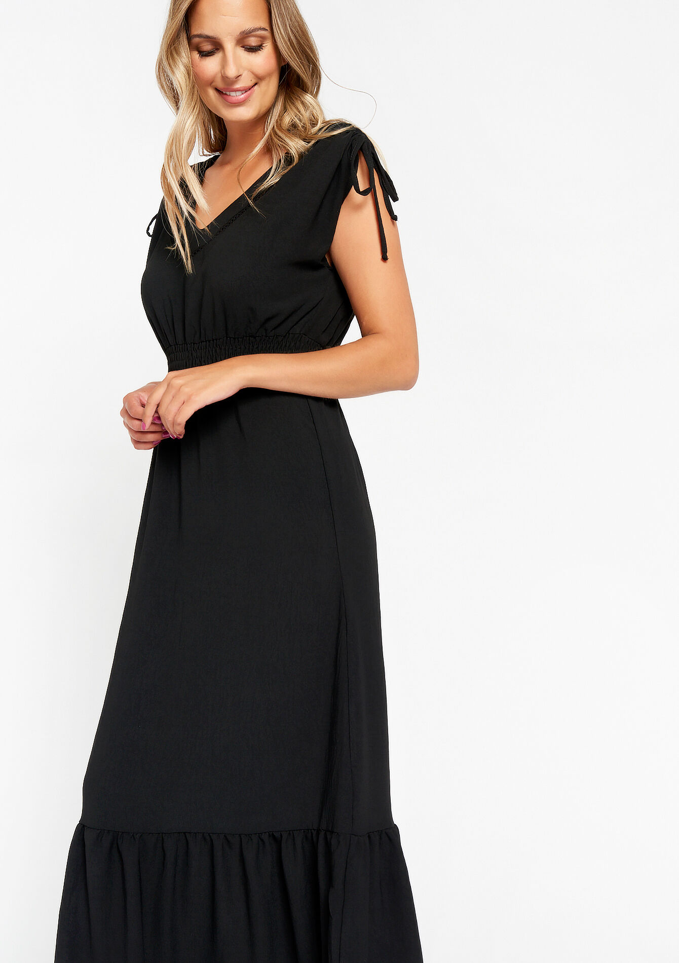 Robe longue à volants, Robe longue à volants - BLACK - 08602099