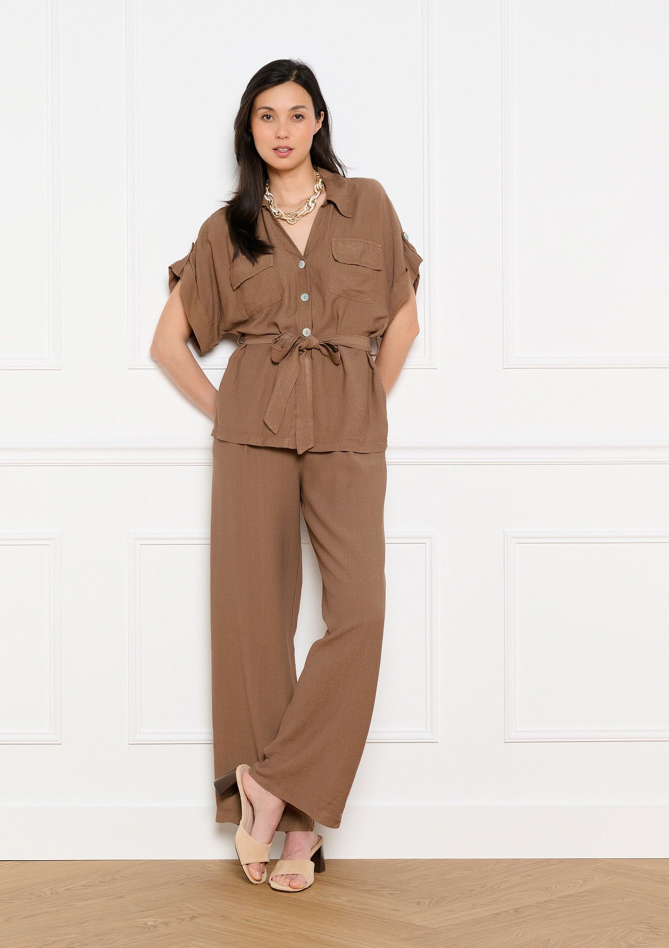Belted safari jacket - TAUPE - 09101202_1021