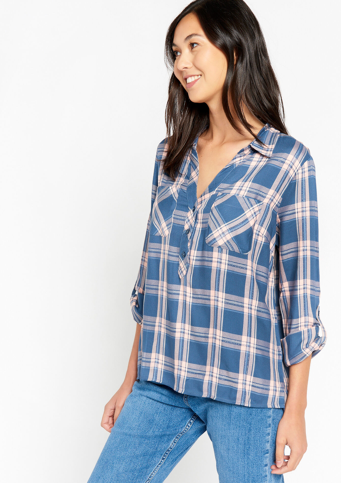 Chemise à carreaux - BLUE DENIM - 05702260_1638