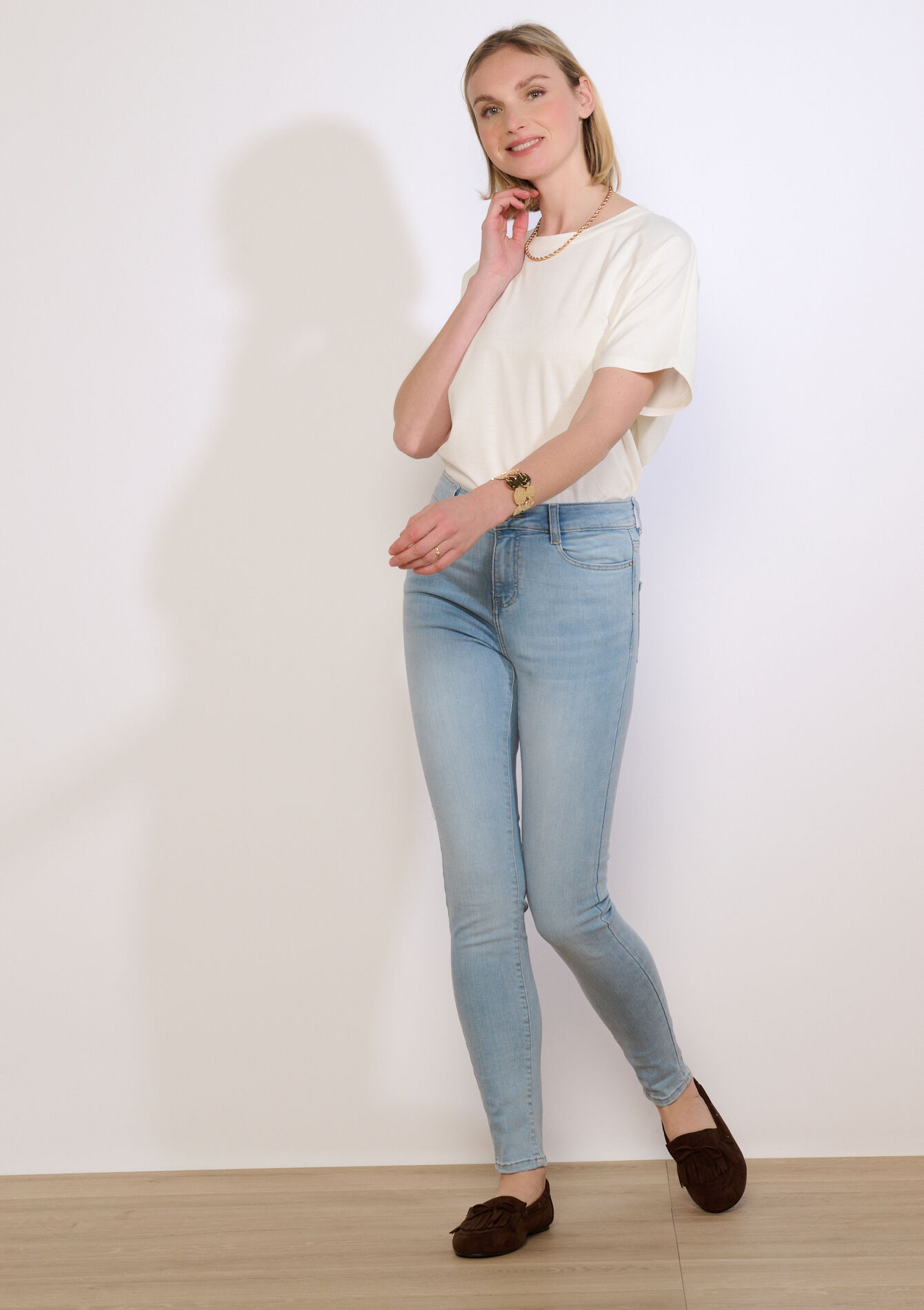 Jean skinny taille haute - BLUE BLEACHED - 22000631_0502