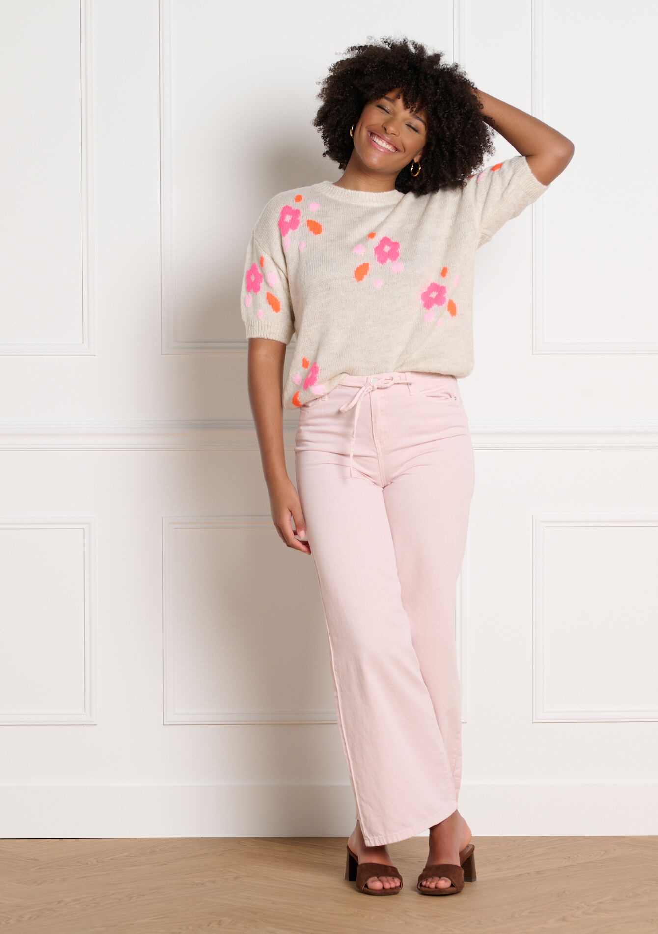 Trui met korte mouwen en motief, , back