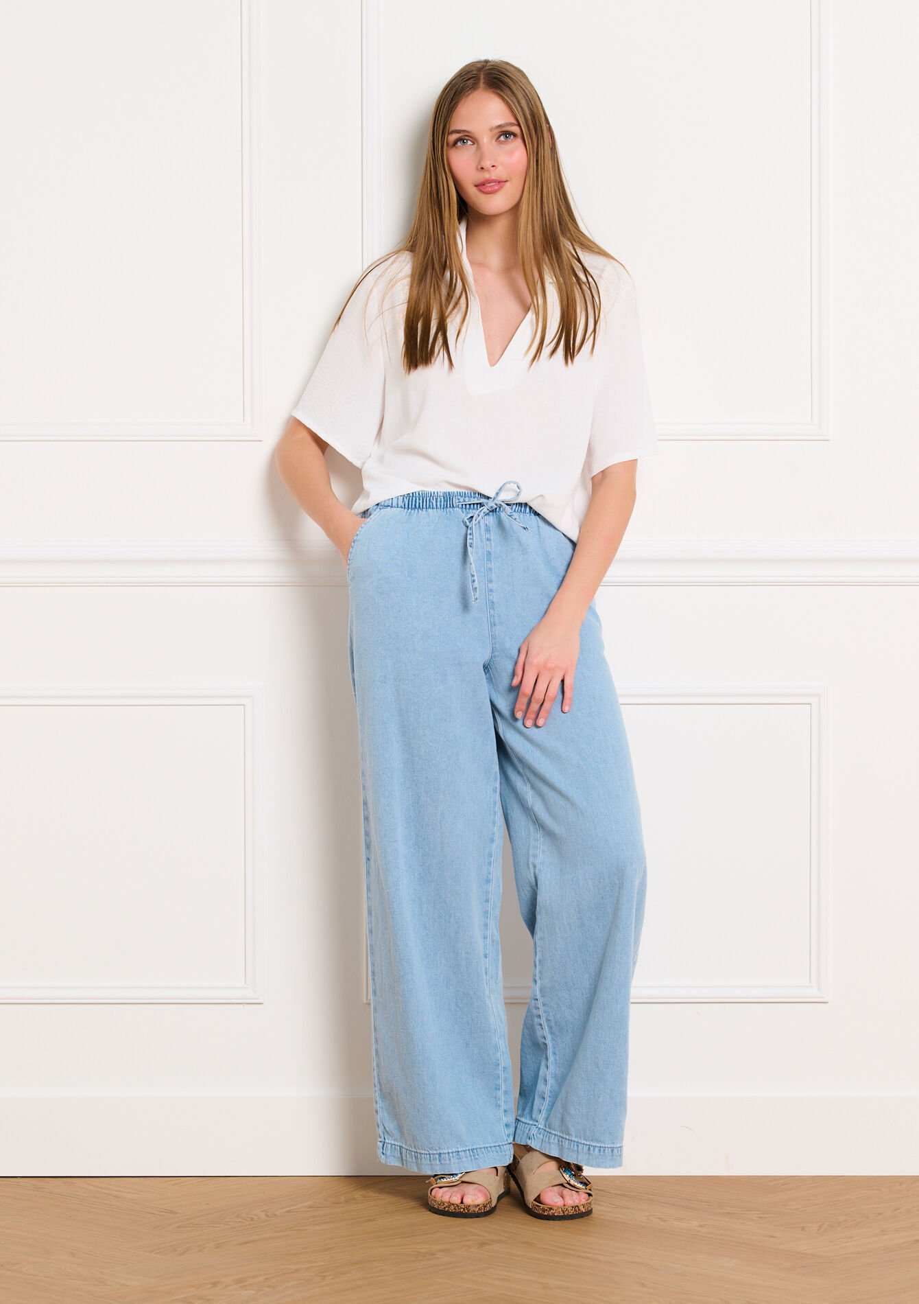 Vloeiende blouse met polokraag - OPTICAL WHITE - 05703062_1019