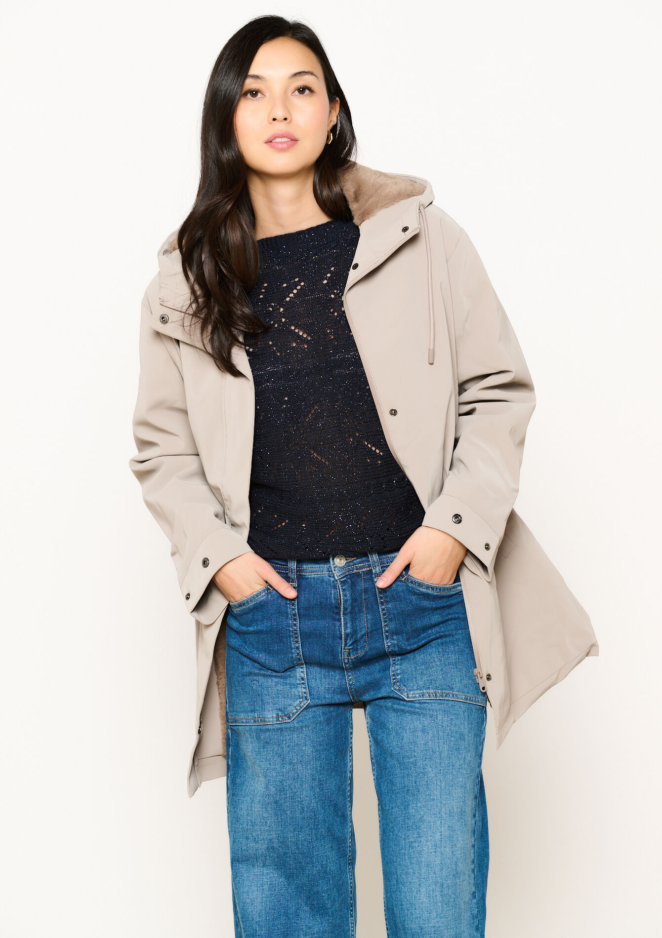 Waxed parka with fluffy lining, Waxed parka with fluffy lining - TAUPE - 1120261