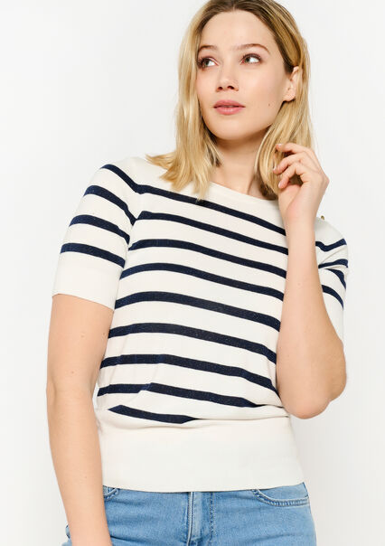 Shiny striped jumper - OFFWHITE - 04006293_1001