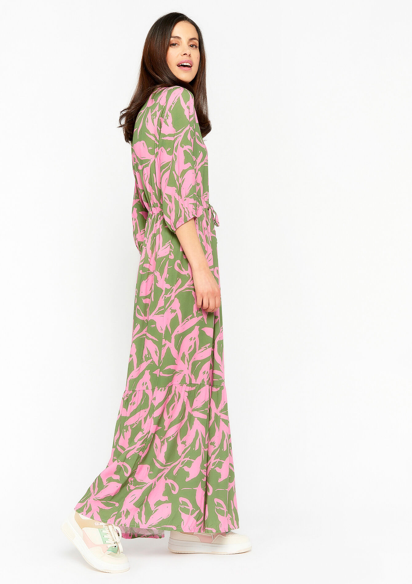 Robe longue à imprimé fleuri, Robe longue à imprimé fleuri - KHAKI MED - 08601985_4327