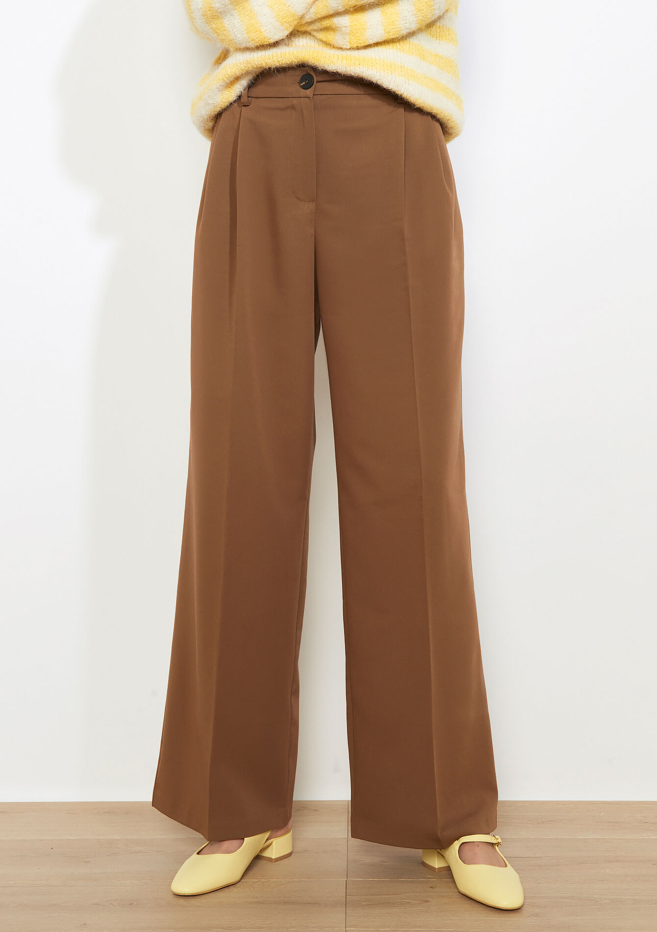 Plooitaille broek met XL fit - BROWN COFFEE - 06100790_3717