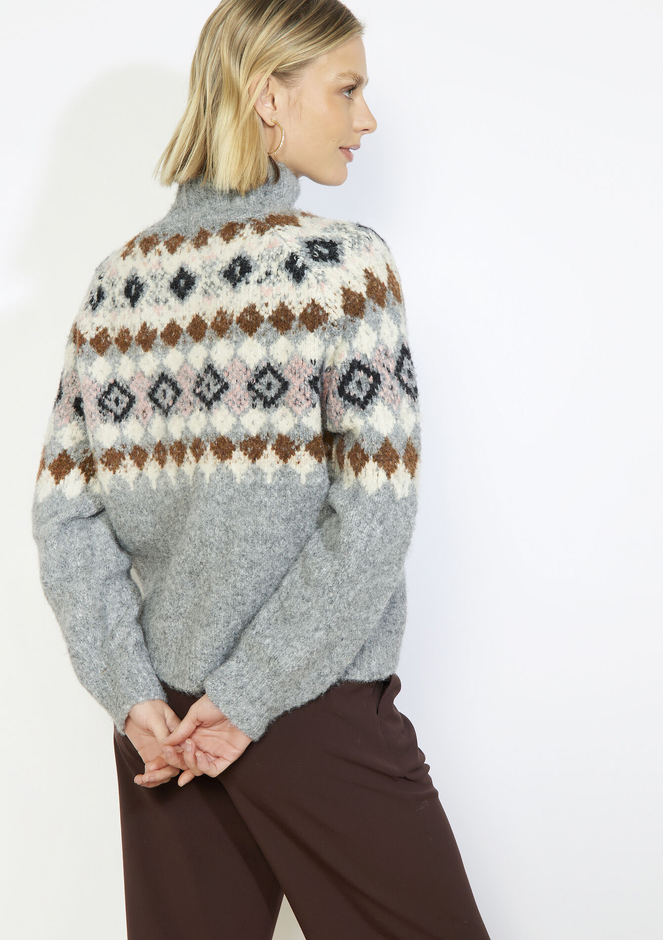 Jacquard coltrui - GREY MED MEL - 04007143_3507