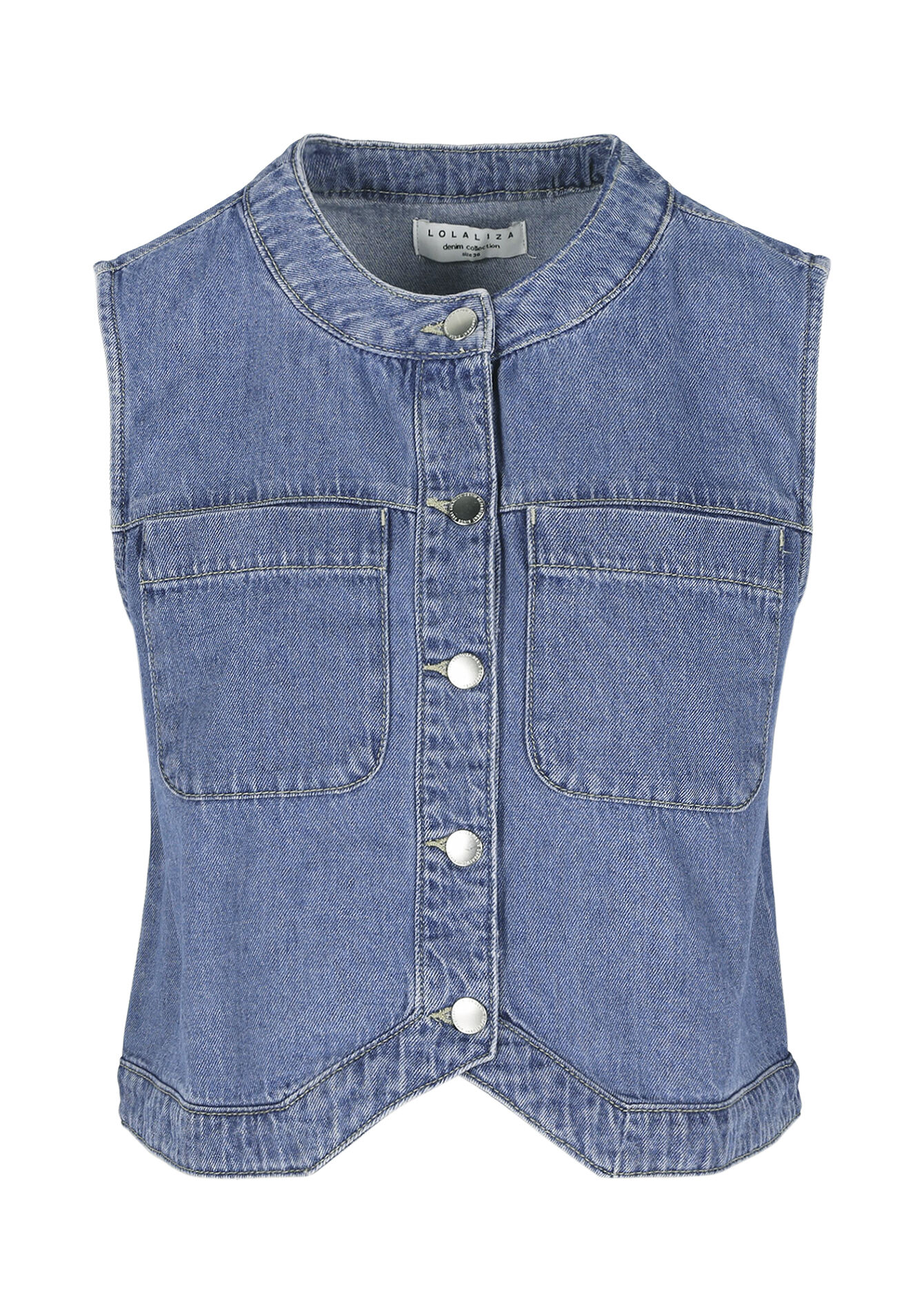 Mouwloze denim gilet, Mouwloze denim gilet - MEDIUM BLUE - 09101097_0500