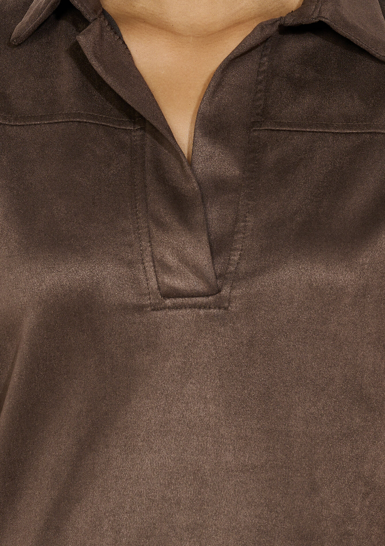 suèdine polo jurk, suèdine polo jurk - BROWN DARK CHOCOLATE - 08104285_3720