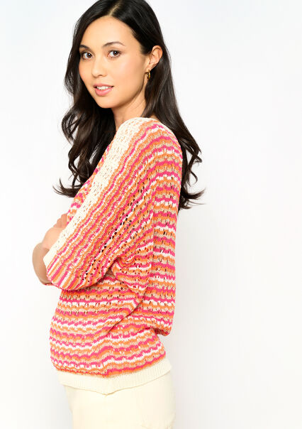 Crochet pullover with lurex - ORANGE BRIGHT - 04006599_1255