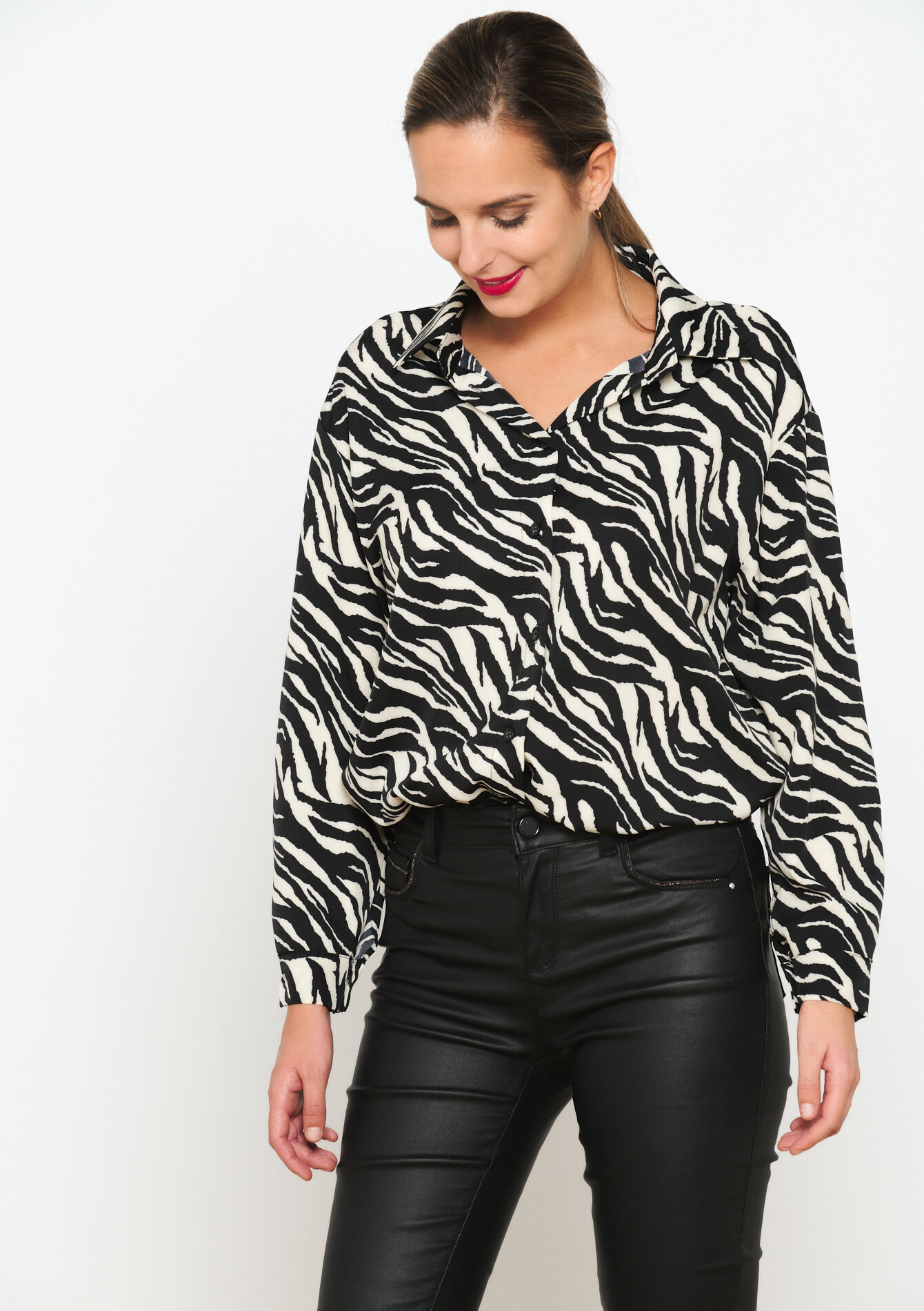 Shirt with zebra print - BLACK - 05702400_1119