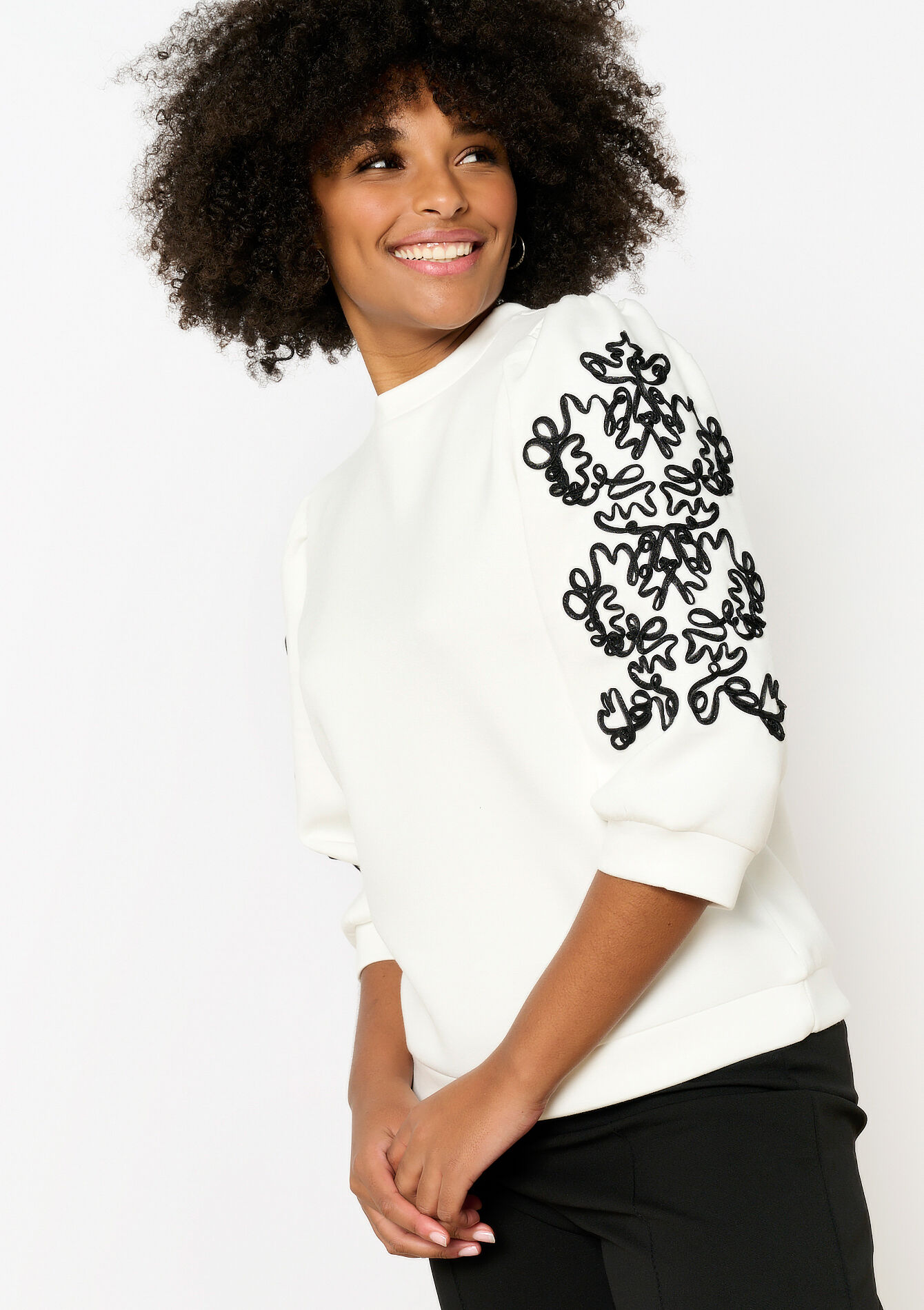 Sweatshirt met ballonmouwen, Sweatshirt met ballonmouwen - ELECTRIC BLUE - 03001761