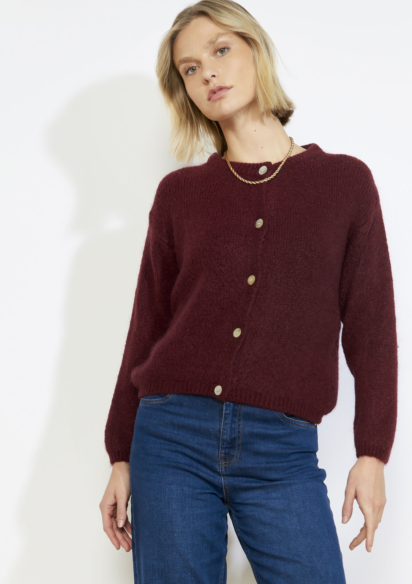 Gilet boutonné moelleux, Gilet boutonné moelleux - BORDEAU WINE - 04101383_1467