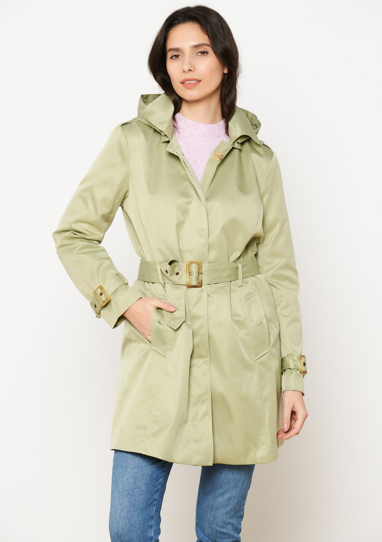 Trenchcoat met kap, Trenchcoat met kap - KHAKI MINT - 23000721_2542