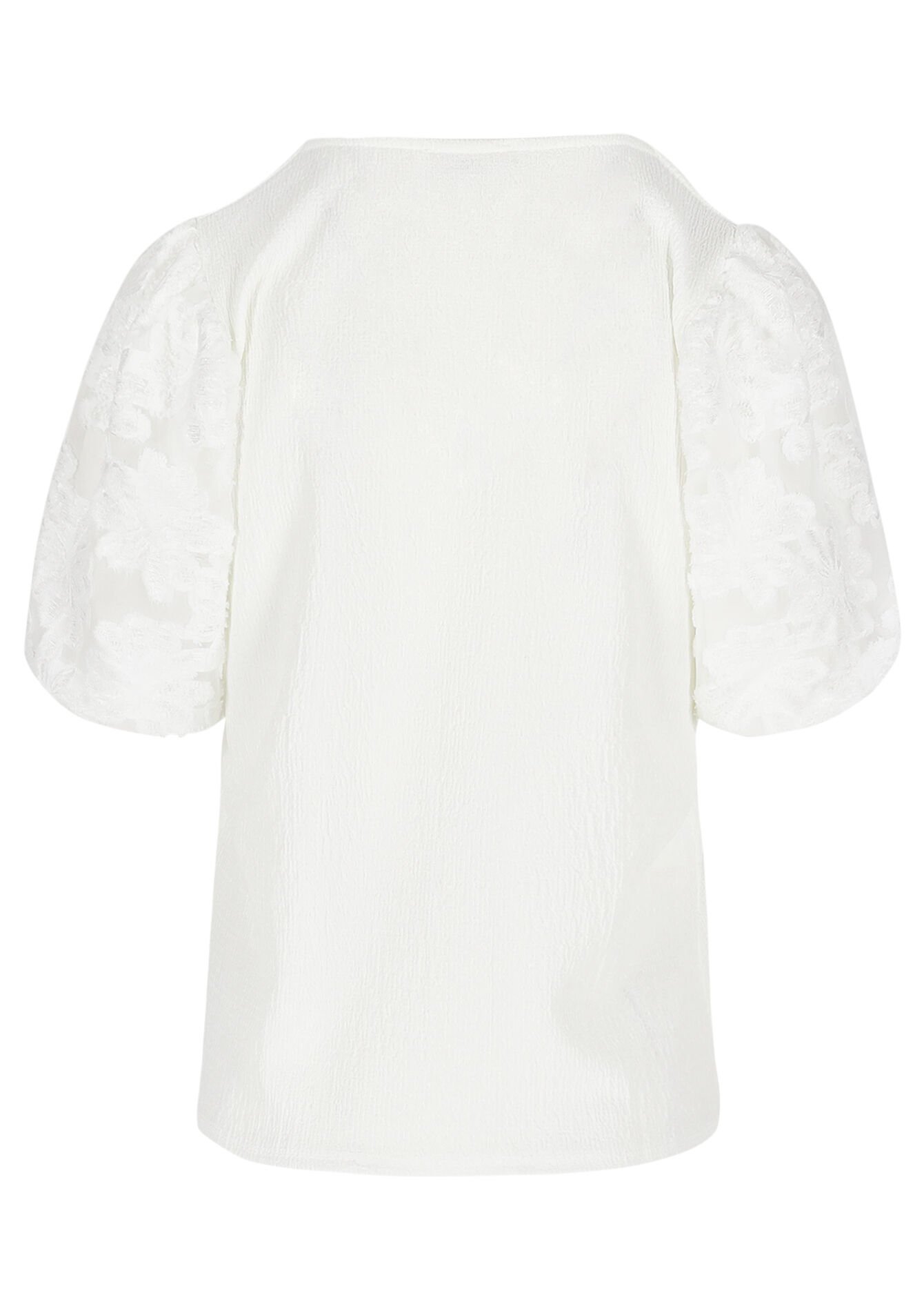Embroidered textured top - OFFWHITE - 02301910