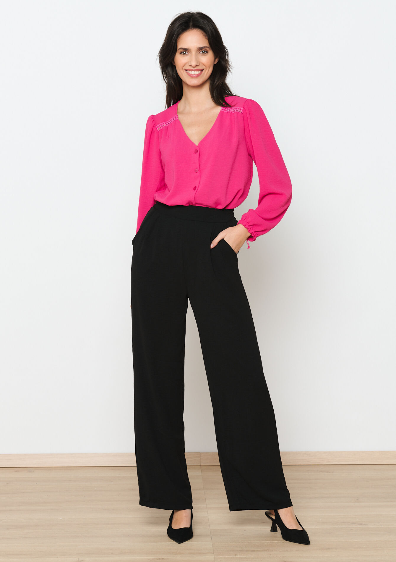 Wide leg trousers, Wide leg trousers - BLACK - 06600821_1119