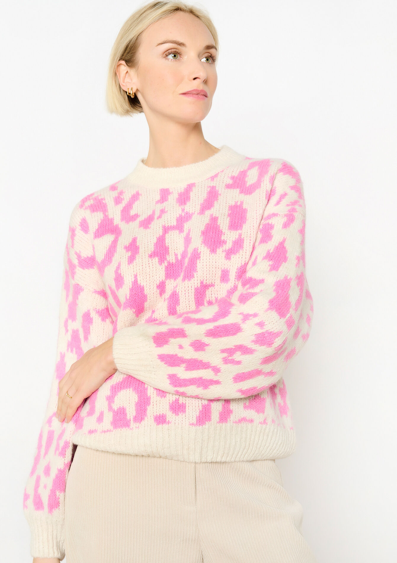 Pull à imprimé léopard, Pull à imprimé léopard - ECRU PEACH - 04006797_2564