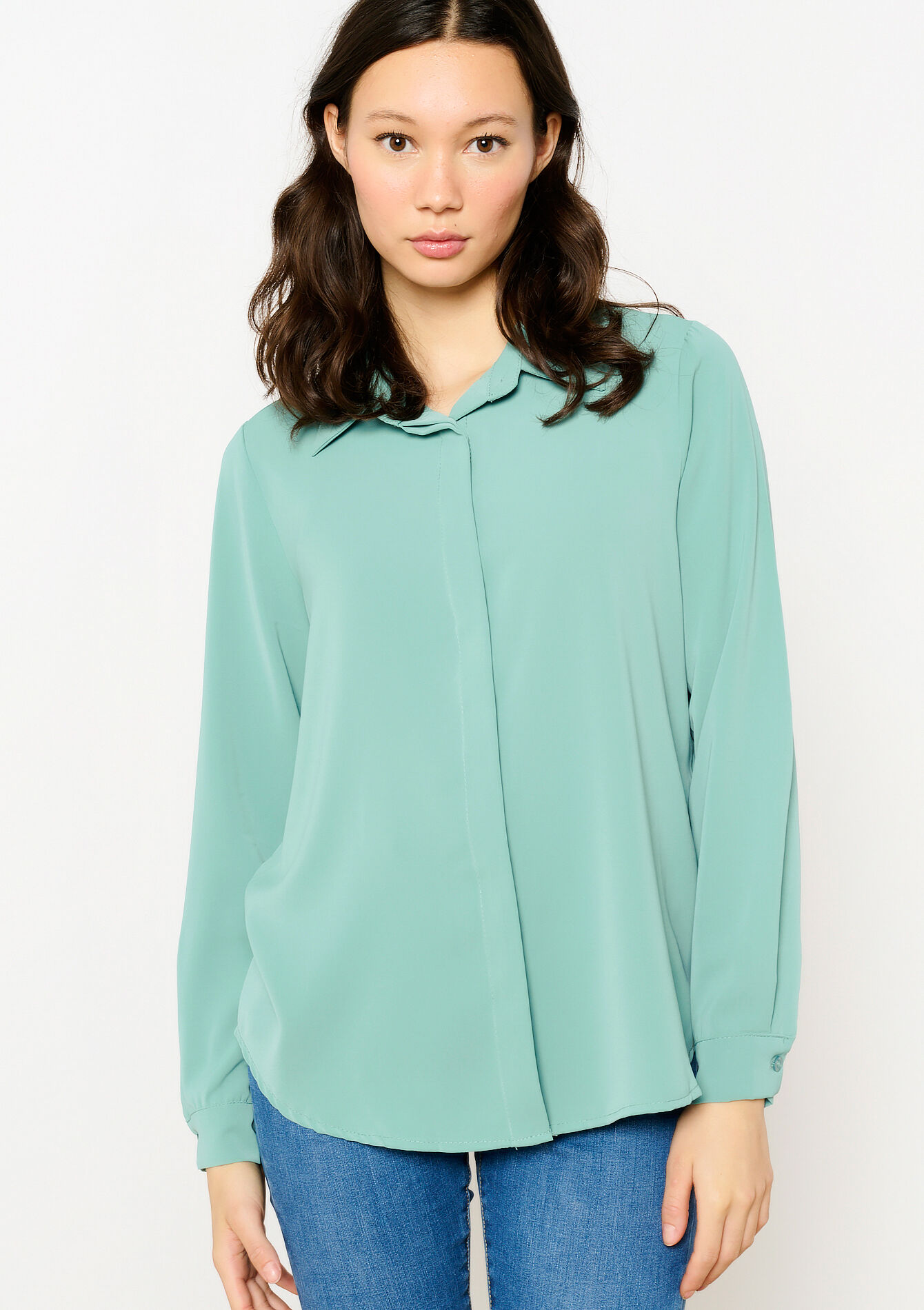 Chemise avec patte de boutonnage cachée, Chemise avec patte de boutonnage cachée - MINT GREEN - 05702743_1723