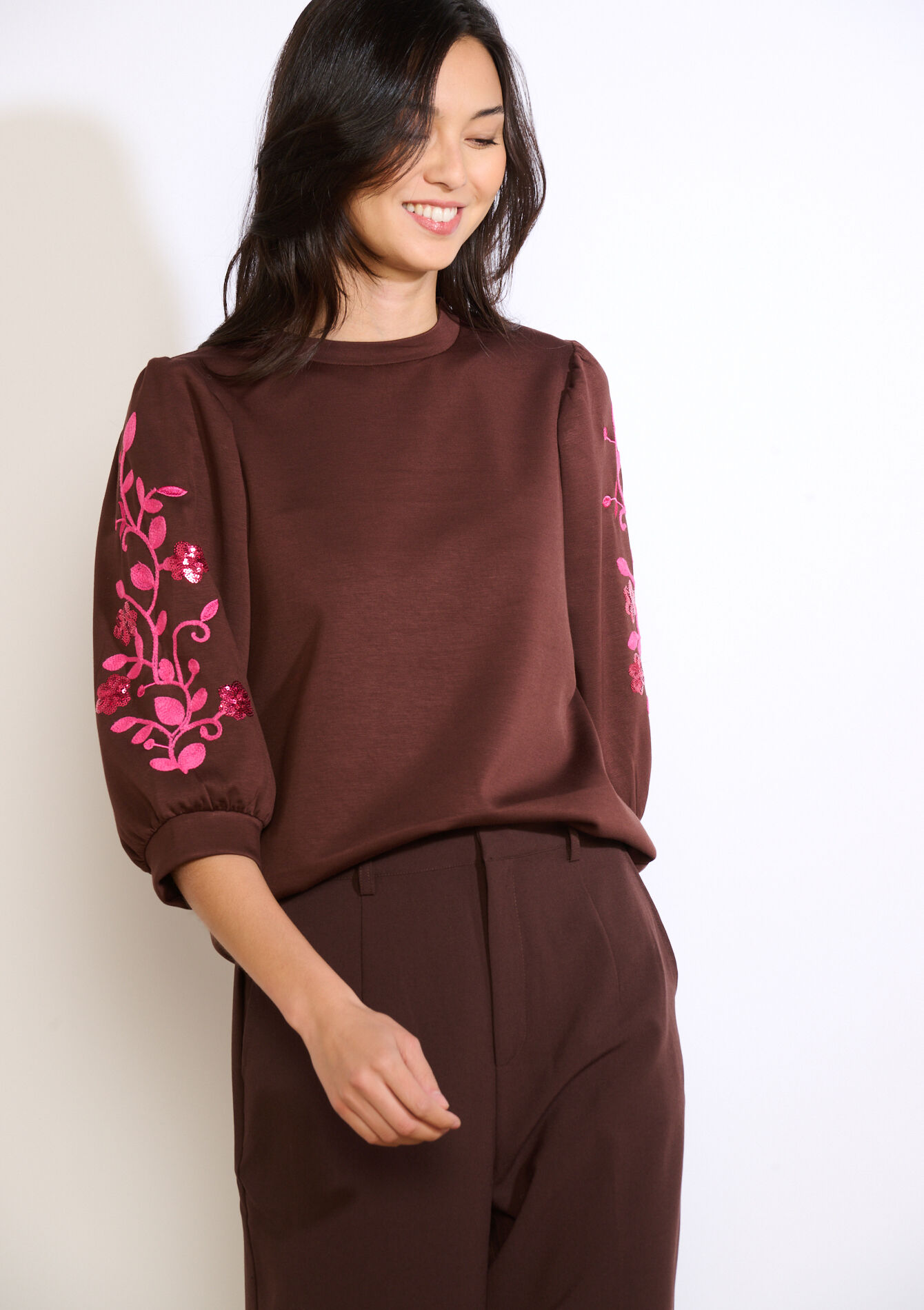 Sweater met borduursel en pailletten, Sweater met borduursel en pailletten, , back