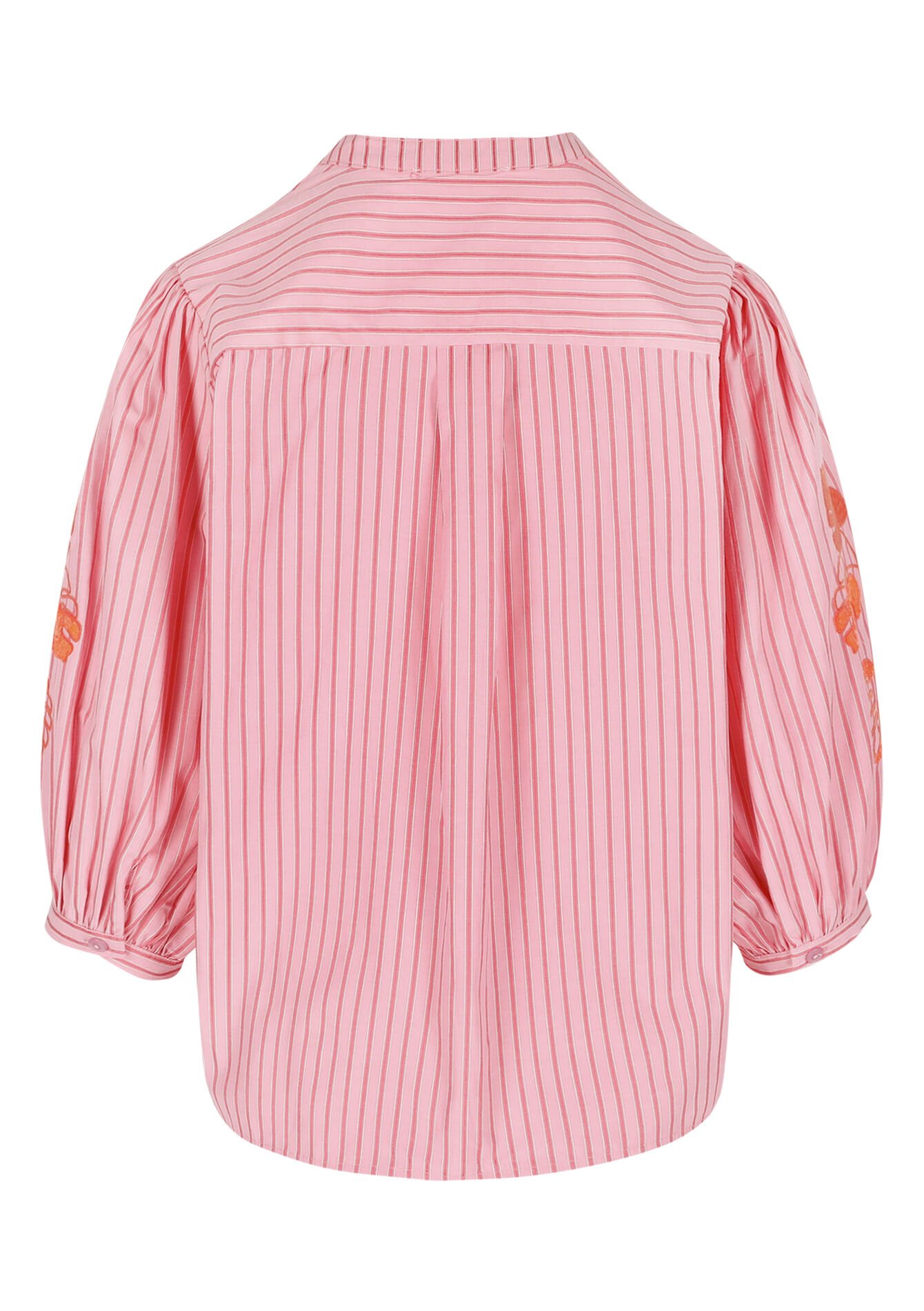 Gestreepte blouse met borduursel - CORAL PINK - 05703038_1968
