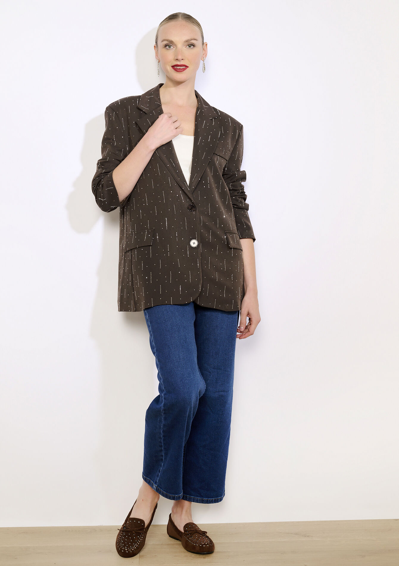 Blazer à strass, Blazer à strass - BROWN DARK CHOCOLATE - 09101158_3720