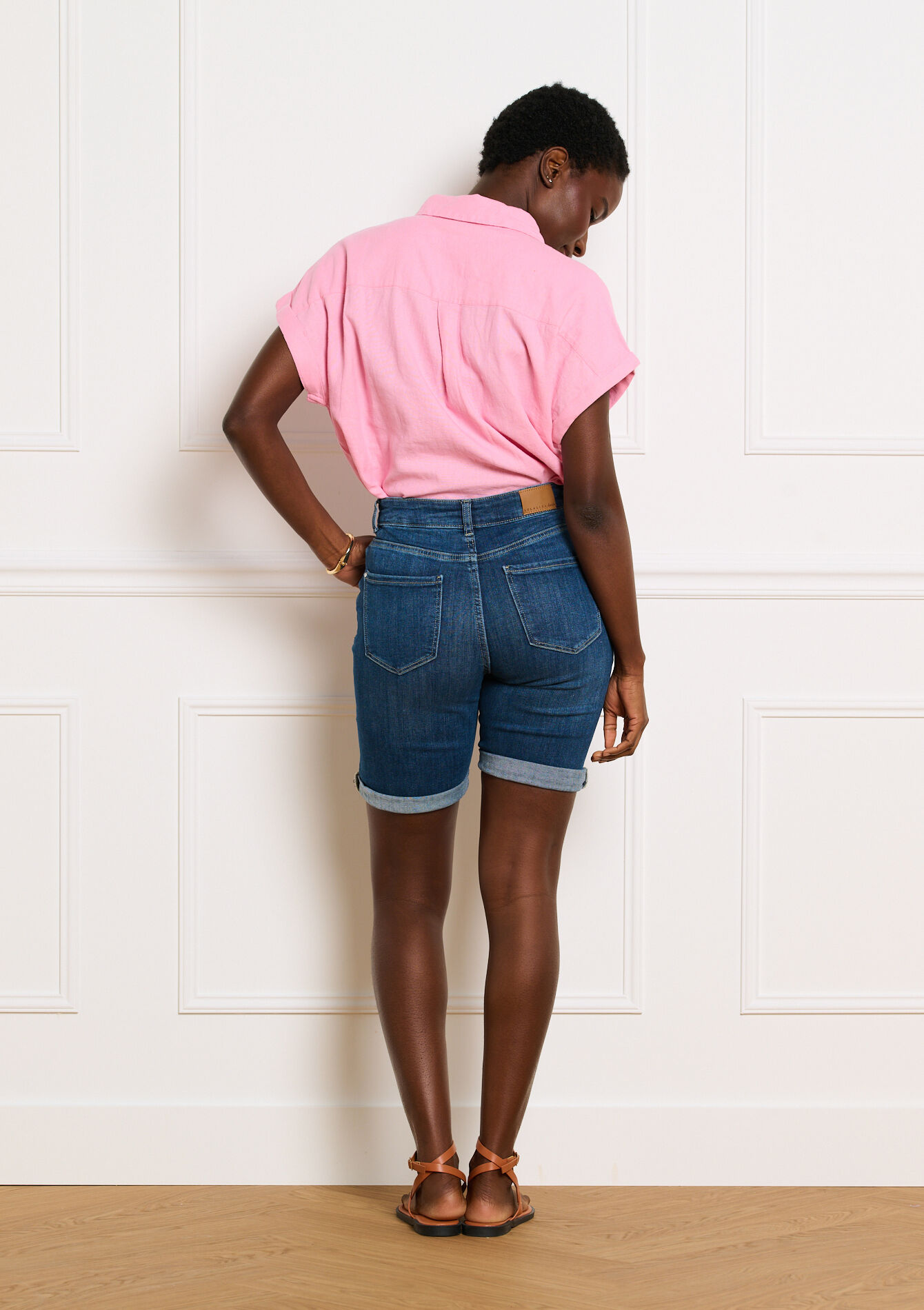 Denim short met normale taille - DARK BLUE - 22000651_0501