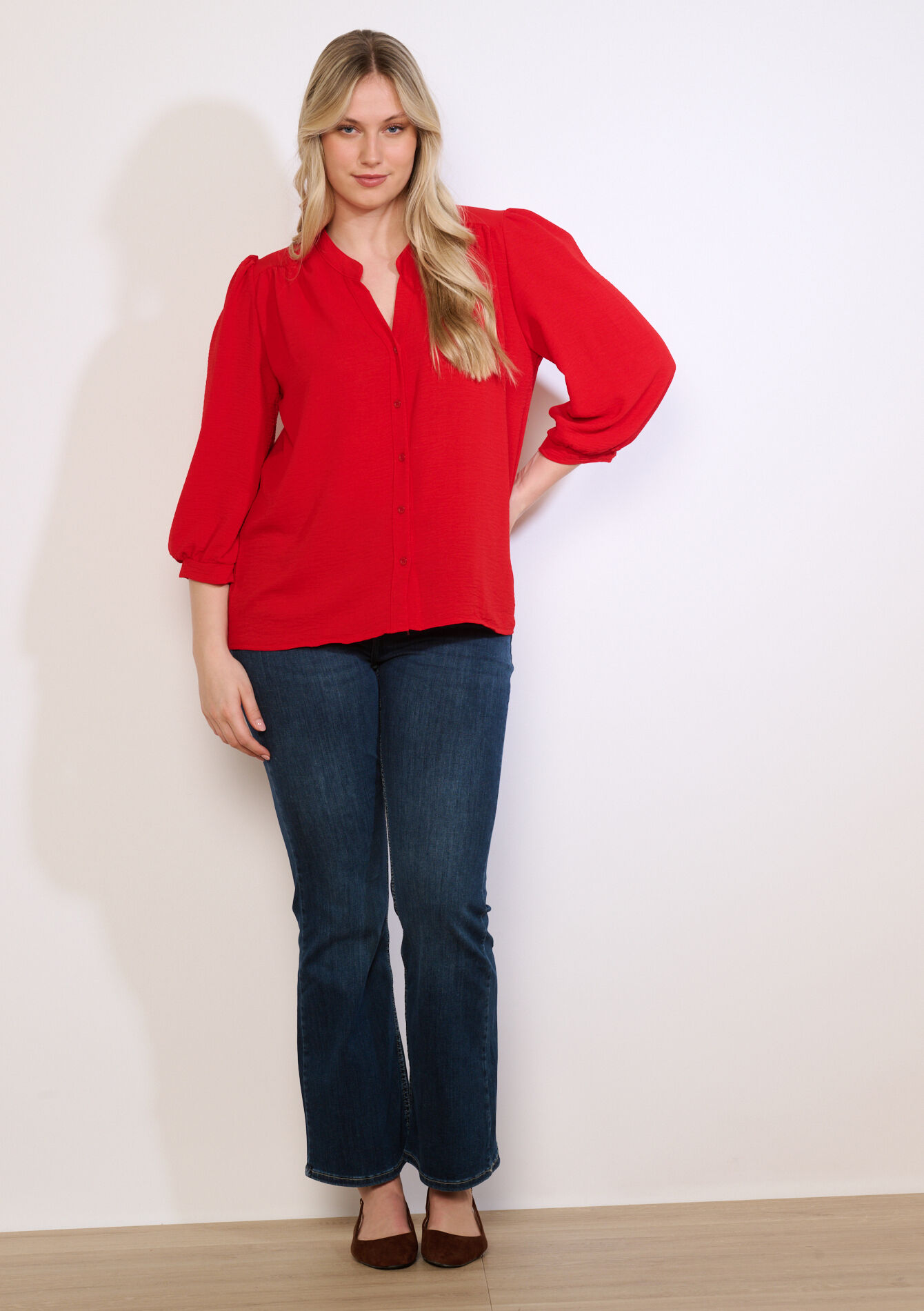 Vloeiende blouse met V-hals - RED PAPRIKA - 05703042_1293