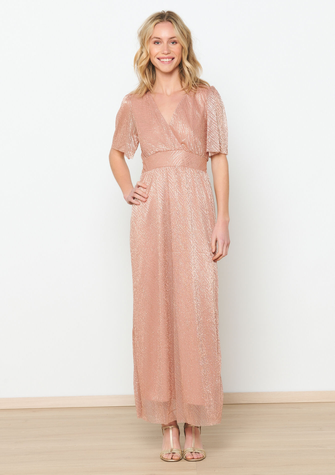 Maxi dress with butterfly sleeves, Maxi dress with butterfly sleeves - NUDE LOTUS - 08103566_4118