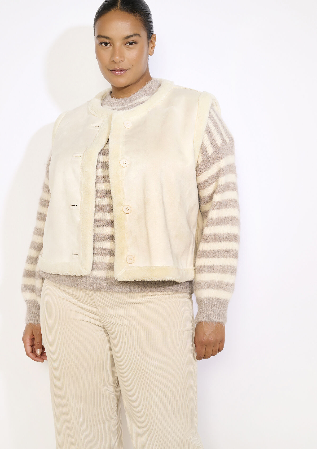 Omkeerbare gevoerde vest, Omkeerbare gevoerde vest - OFFWHITE - 09001470_1001