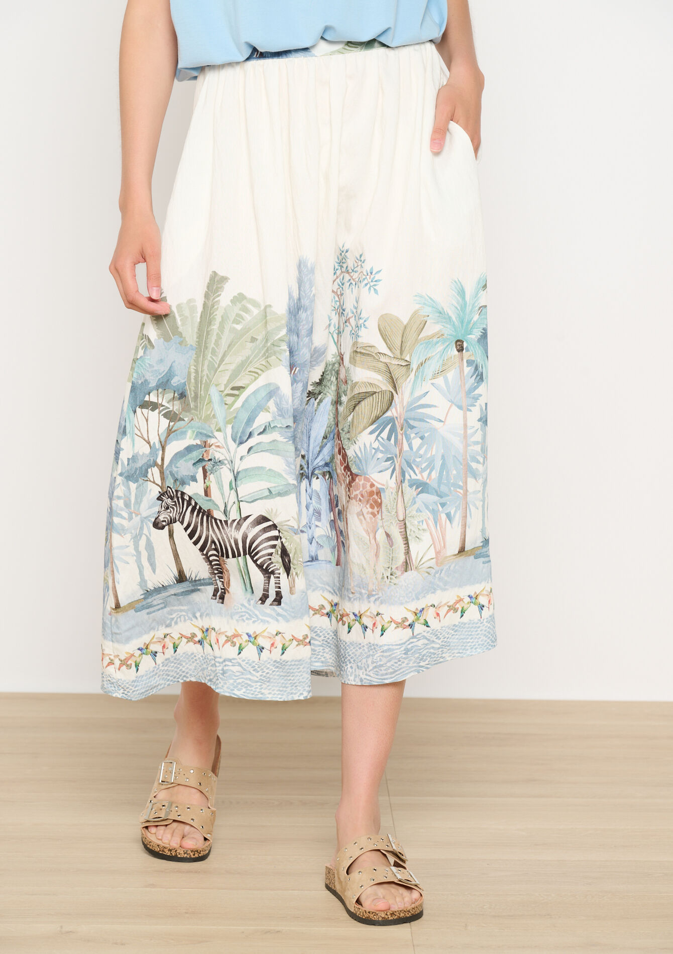 Midi rok met safariprint, Midi rok met safariprint - OFFWHITE - 07101387_1001
