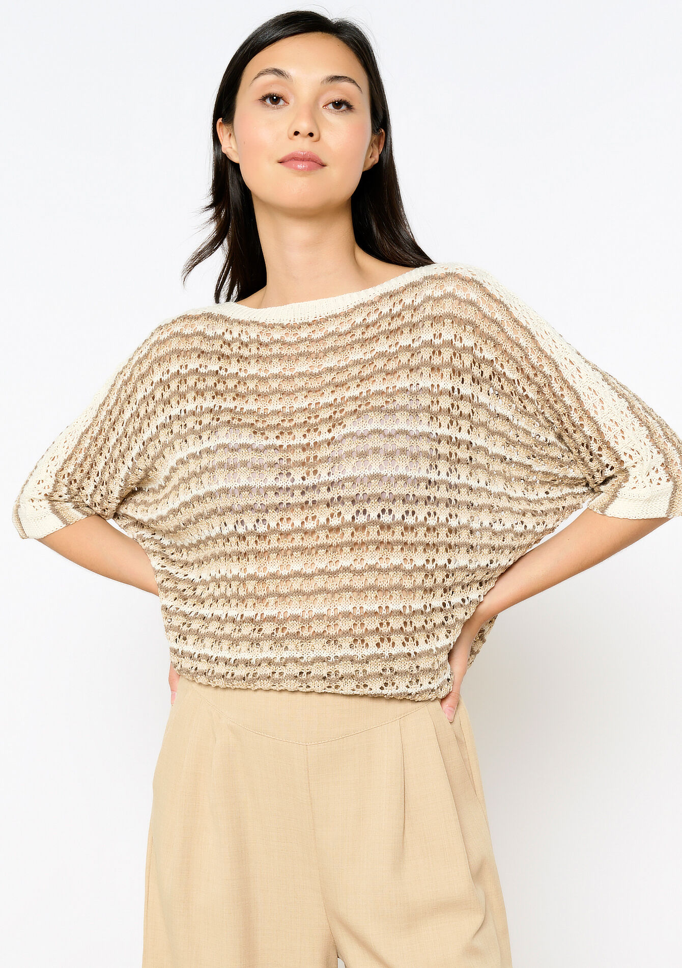 Pullover en crochet, Pullover en crochet - CHAMPAGNE SAND - 04006634