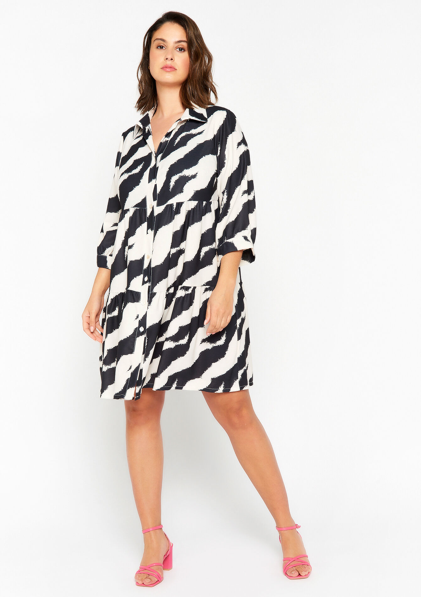 Robe babydoll à imprimé zébré, Robe babydoll à imprimé zébré - BLACK - 08103235_1119