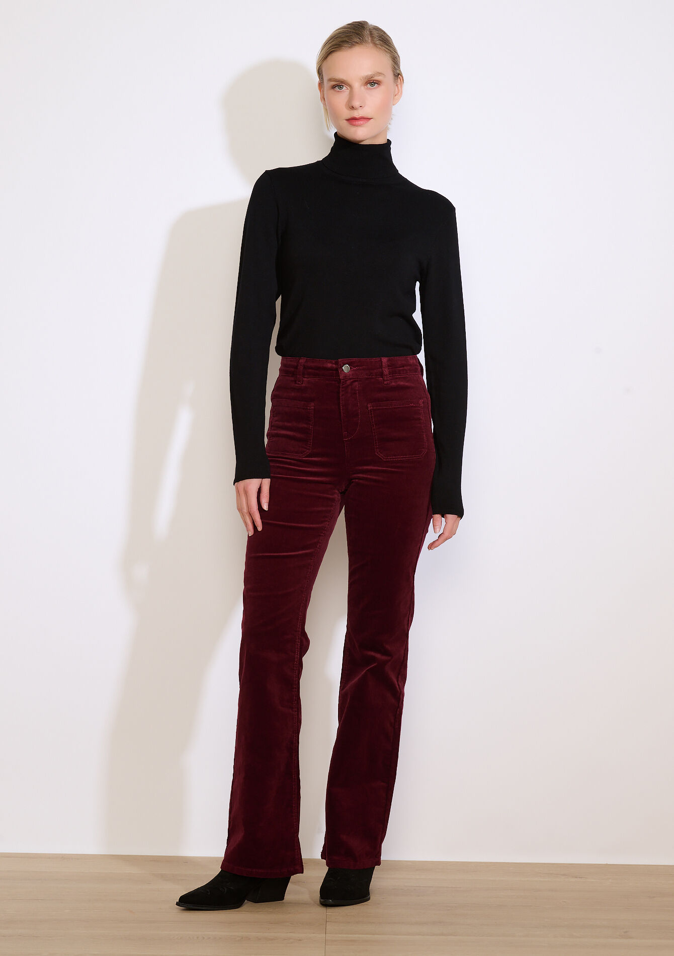 Bootcut ribfluwelen broek met zakken, Bootcut ribfluwelen broek met zakken, , back